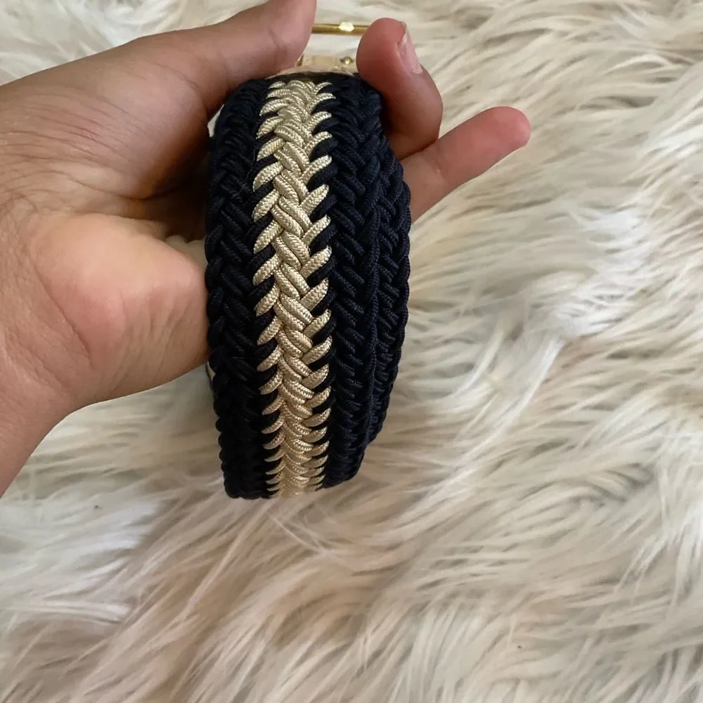 Vintage NAPOLEON Alligator Leather Woven Blend Made In Italy Belt 32